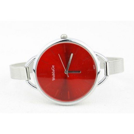 Moteriškas laikrodis WoMaGe raudonu ciferblatu